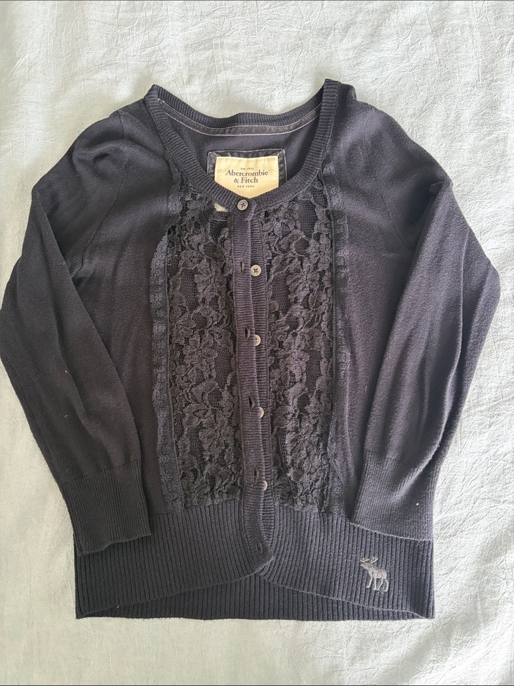 Abercrombie & Fitch Black Lace-Front Cardigan
